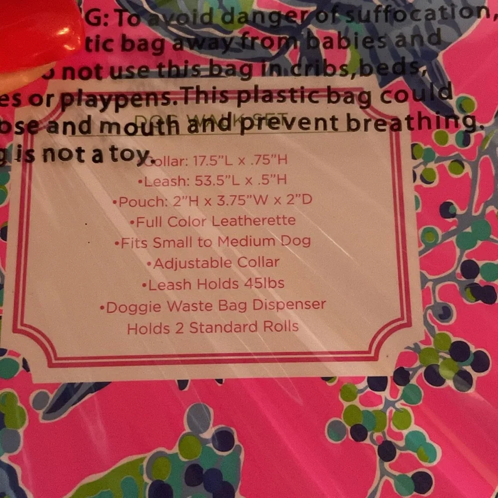 New in packaging Lilly Pulitzer Dog Walk Set_4
